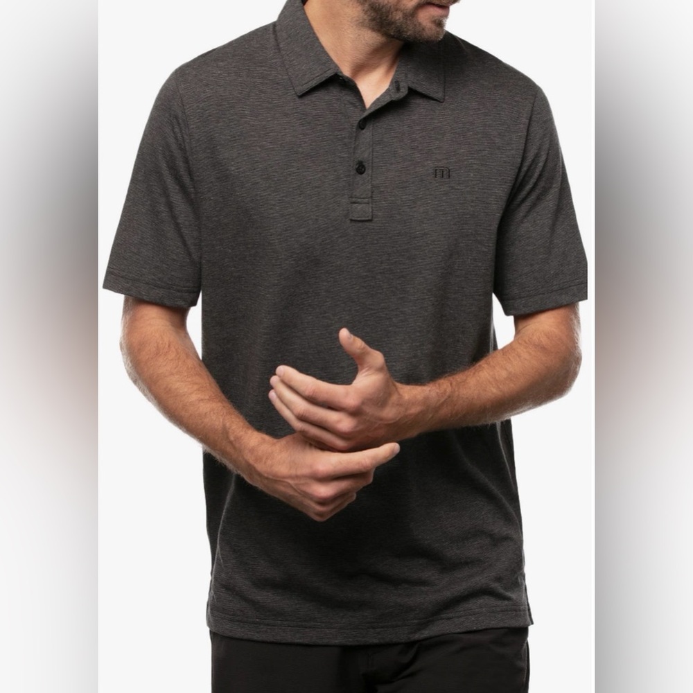 Travis Mathew Charcoal Gray Polo Shirt Foxchase Golf Club Logo Size XL
